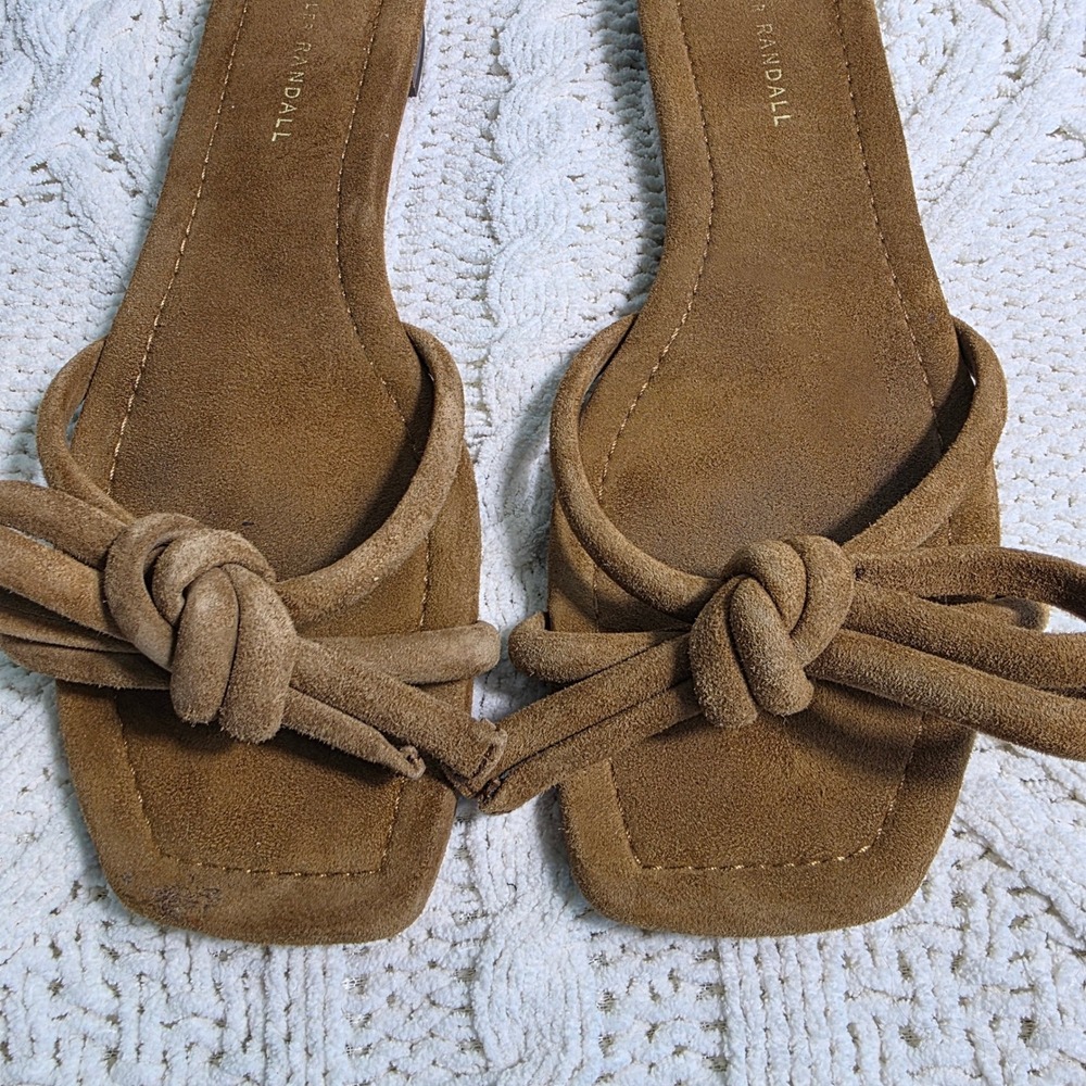 Loeffler Randall Hadley Bow Sandal Suede Slides Brown Women 9.5 Excellent - Picture 2 of 5